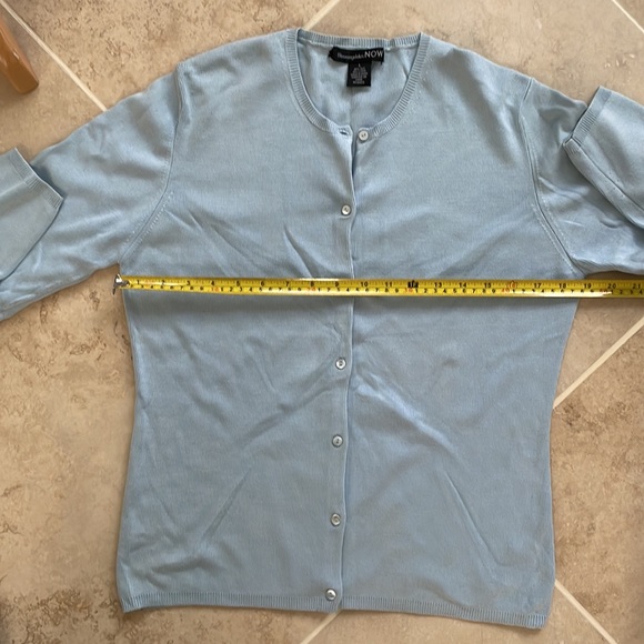 Bloomingdale’s Now Twin sweater set light blue cardigan & tank shell EUC vintage - Picture 12 of 13